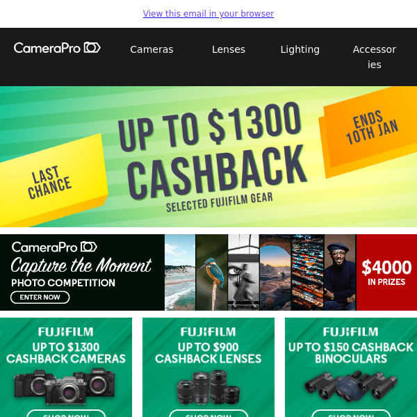 Last Days: Grab up to $1300 Cashback with selected Fujifilm Gear