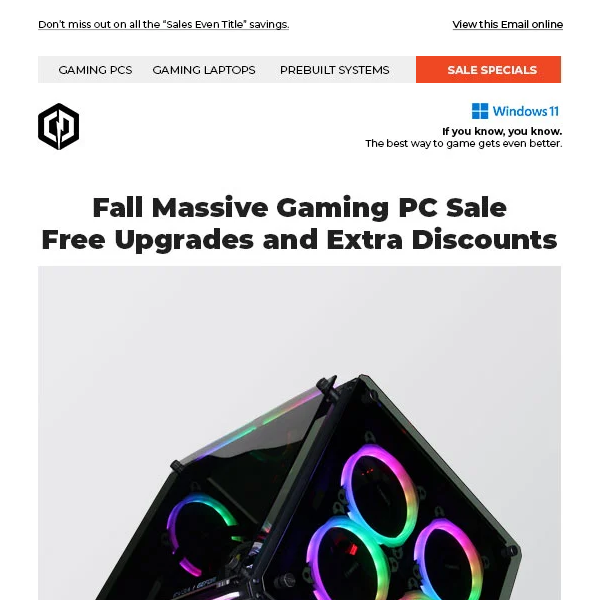 ✔ Fall Gaming PC Massive Sale – Free Upgrades and More