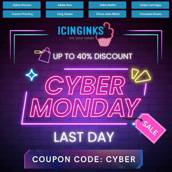 Hurry! Cyber Monday sale ends tonight, Icinginks!