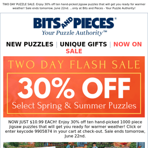 2 Days 🌞 30% Off Select Spring & Summer Puzzles