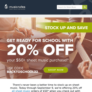 20% Off for Back To School!