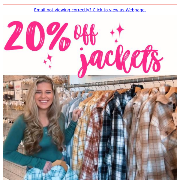 LAST CHANCE!  ❤️ 20% OFF Jackets & Sweaters!