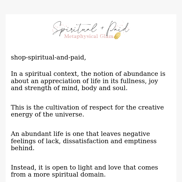 ✨ Shop Spiritual And Paid, Abundance is Your Birthright!