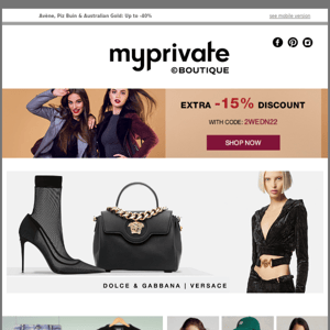 Dolce & Gabbana | Versace | Balmain | Dsquared2 | Ralph Lauren with discount code -15%