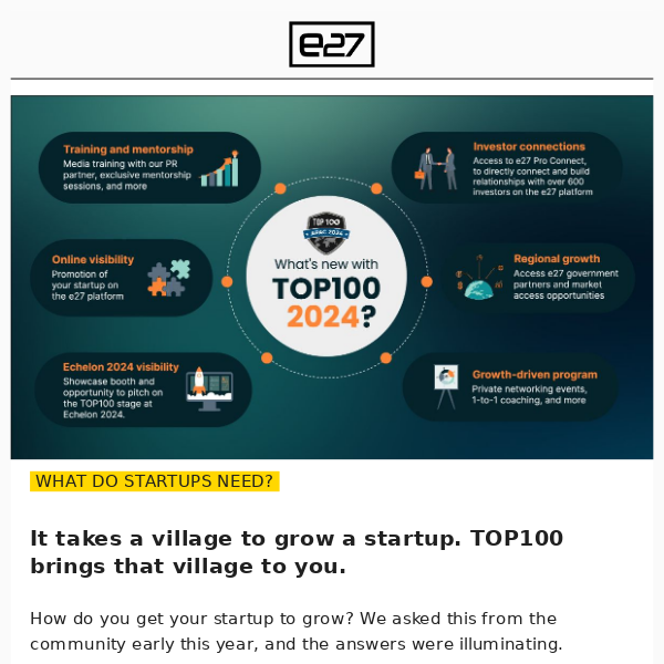 It takes a village to grow a startup -- TOP100 can help with that