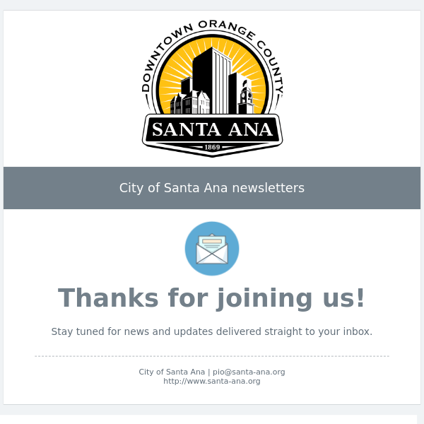 Welcome to City of Santa Ana news!