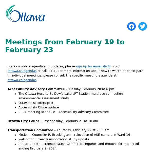 Meetings from February 19 to February 23