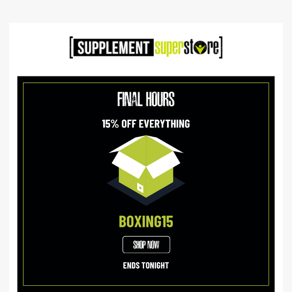 Final Hours 15% OFF for Boxing Day