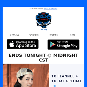 Ends Tonight! Flannel and Hat Bundle Just $79