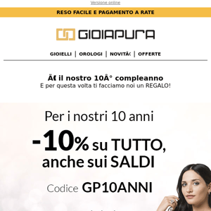 10 anni di GioiaPura 🥳 -10% su TUTTO per 10 giorni!