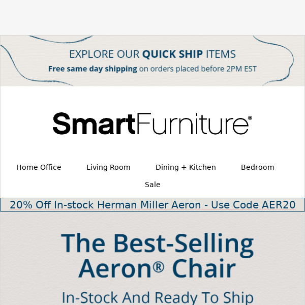 Save 20% on In-stock Aeron! Yours next week!