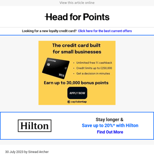 REMINDER: get up to 30,000 bonus points (converts to 30,000 Avios or £300) with Capital on Tap