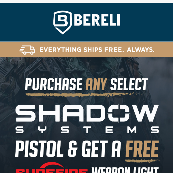 🚨Gift Alert!🚨 FREE Weapon Light with Shadow Systems Pistol, $329 Value, FREE!