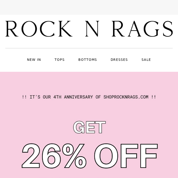 Rock N Rags, Get 26% OFF 🎂🎁