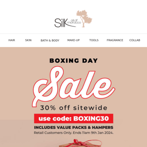 Boxing Day Sales have Arrived! 30% OFF SITEWIDE 🎁