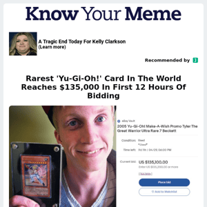 Rarest 'Yu-Gi-Oh!' Card In The World Reaches $135,000 In First 12 Hours Of Bidding