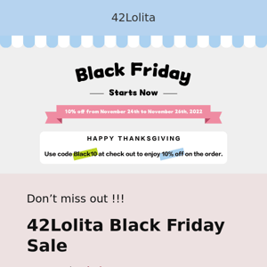 Good news!!! 42Lolita Black Friday Sale Begins