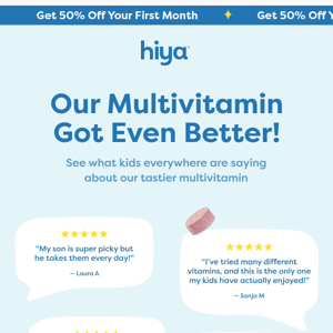 NEW tastier multivitamins from Hiya - and 50% off!