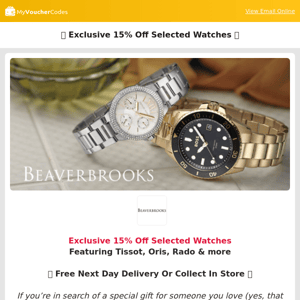 Beaverbrooks Exclusive 15% Off Watches⌚️