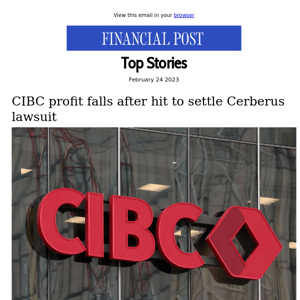CIBC profit falls after hit to settle Cerberus lawsuit