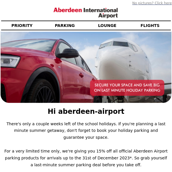 Secure your space and save big on last minute holiday parking Aberdeen Airport 🚘