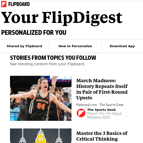 Your FlipDigest: stories from Sports, Business, Health and more