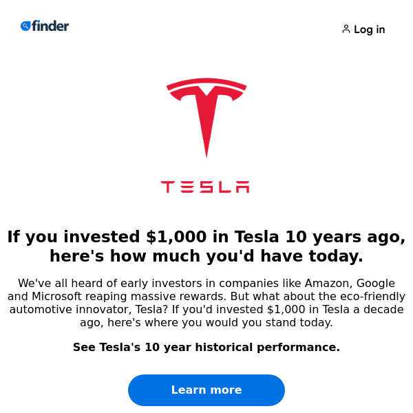 How much money you'd have if you invested in Tesla 10 years ago