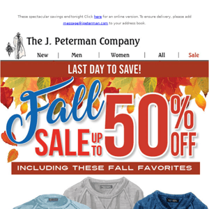 Final Hours to save up to 50% on Fall favorites!