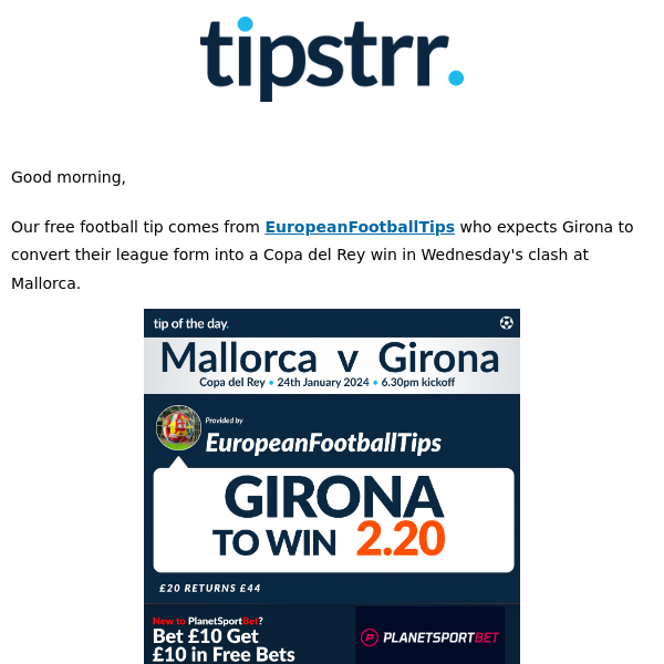 Free football tip from one of Wednesday's big games