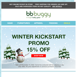 BB Buggy: Winter Warm Promo Starts NOW