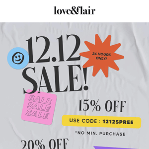 12.12 SALE — 24 HOURS ONLY!