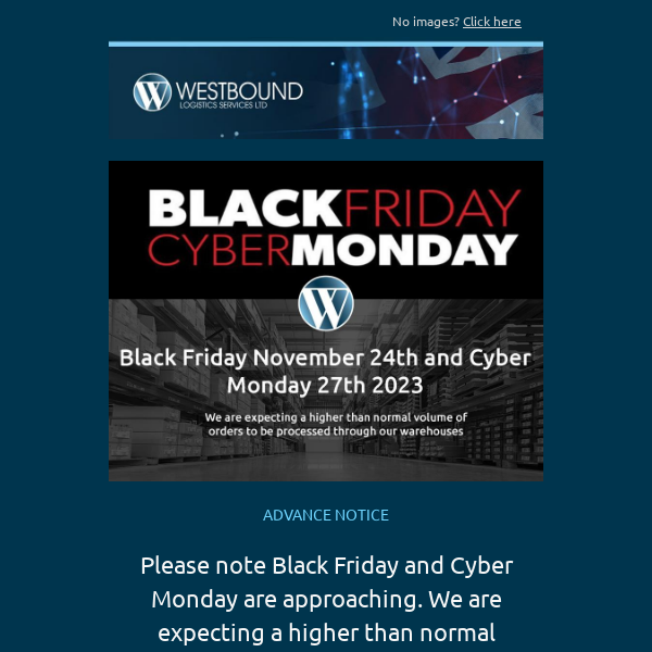 Black Friday - Cyber Monday Advance Notice
