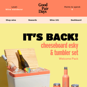 It's Back! 🧀🍷 Cheeseboard Esky + Tumbler Pack!