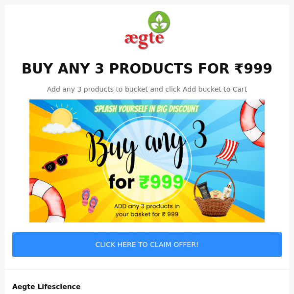 JUST FOR TODAY! BUY ANY 3 PRODUCTS FOR ₹999