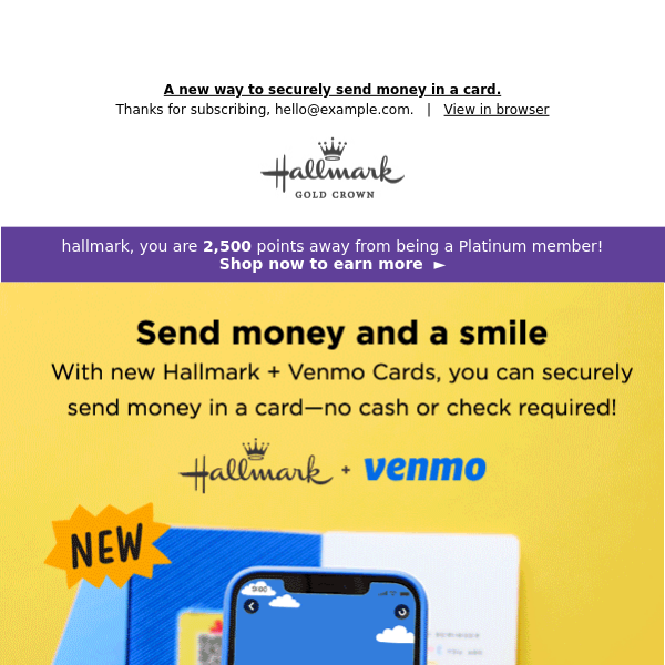 Add Venmo money to a Hallmark card! 💸