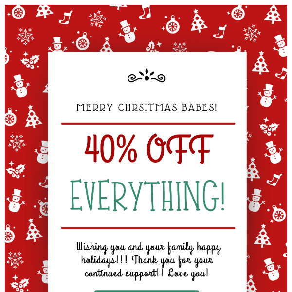 40% OFF EVERYTHING!! HAPPY HOLIDAYS FROM TEROEZ CLOSET♡