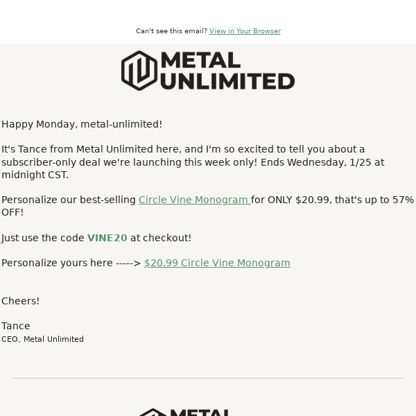 Just for you, Metal Unlimited!