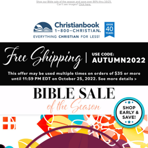 Free Shipping + Your Favorite Style of Bible on Sale!