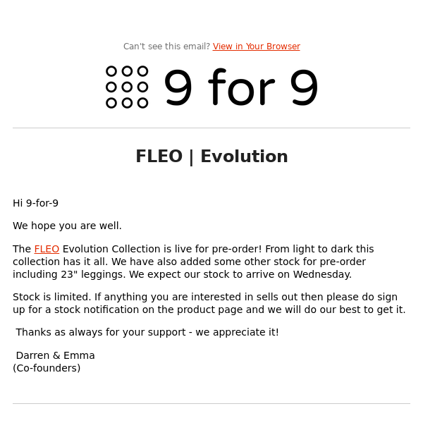 FLEO  Evolution - 9 For 9