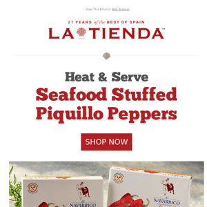 Ready-to-Eat Seafood Stuffed Piquillo Peppers from Navarra