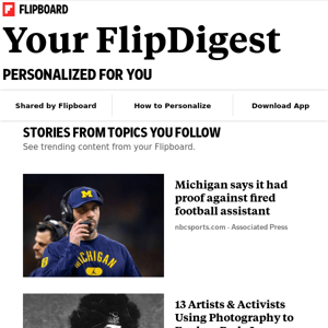 Your FlipDigest: stories from Sports, Football (U.S.), Entertainment and more