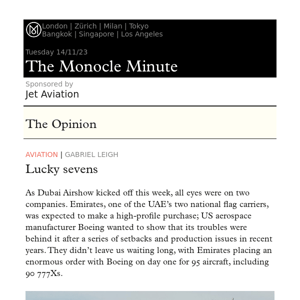 The Monocle Minute – Tuesday 14 November 2023