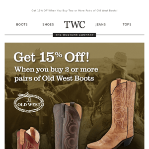 15% Off Old West Boots!  🙌