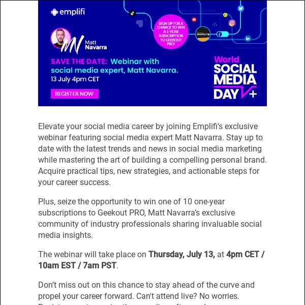 Save the Date: Webinar with social media expert Matt Navarra