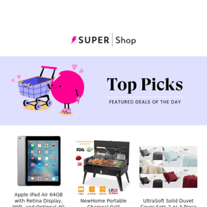 🛍️ Saturday's Top Picks: $199.99 iPad Air | $26.99 Portable Charcoal Grill | $26.99 Duvet Cover Sets & More