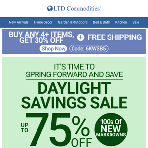 Save Up To 75% During Our Daylight Savings Sale