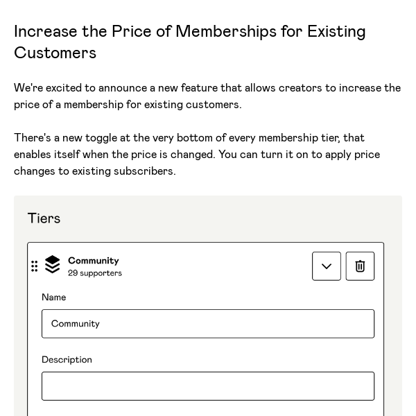 Increase the Price of Memberships for Existing Customers