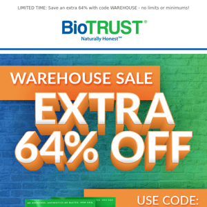 LIMITED TIME: Extra 64% off 5 BioTRUST Favorites