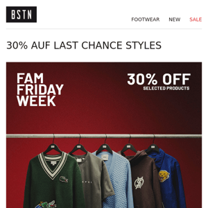 Last Chance Sale: 30% auf über 1300 Styles! 💥