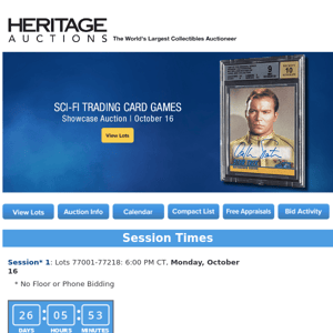 Bid Now: October 16 Sci-Fi Trading Cards Auction Featuring the Greg Jein Collection